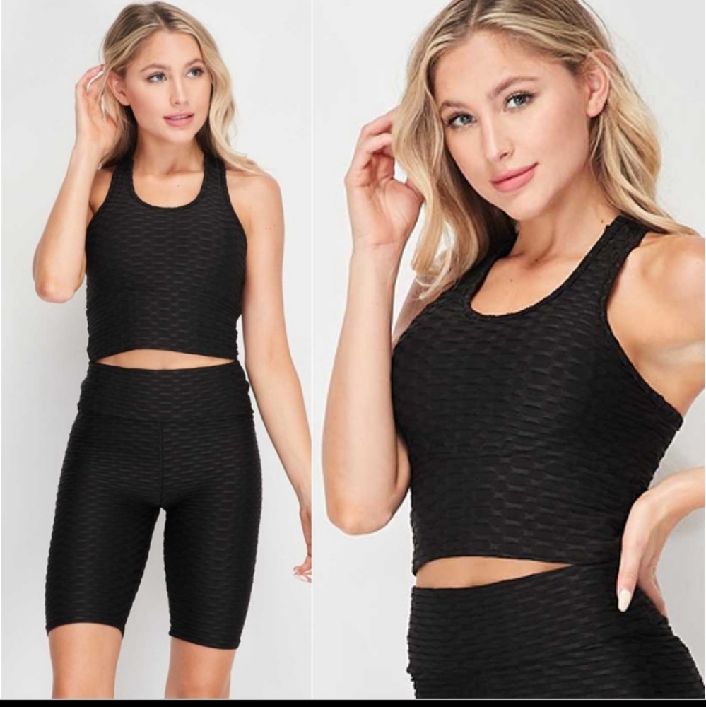 Brazilian anti-cellulite bikers shorts, bra athletic set.